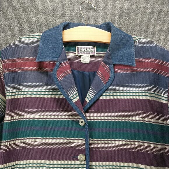Gina Peters Women's Button-Up Jacket Multi Medium Striped Acrylic Blend - Picture 3 of 11